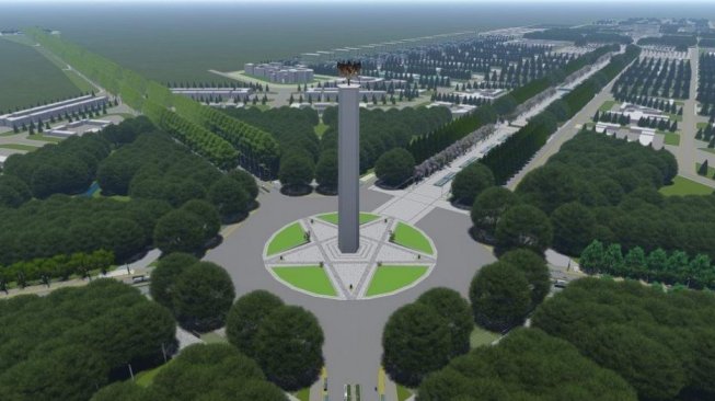 Lapangan dan Monumen Pancasila Ibu Kota Baru. (Suara.com - Dok Kementerian PUPR)